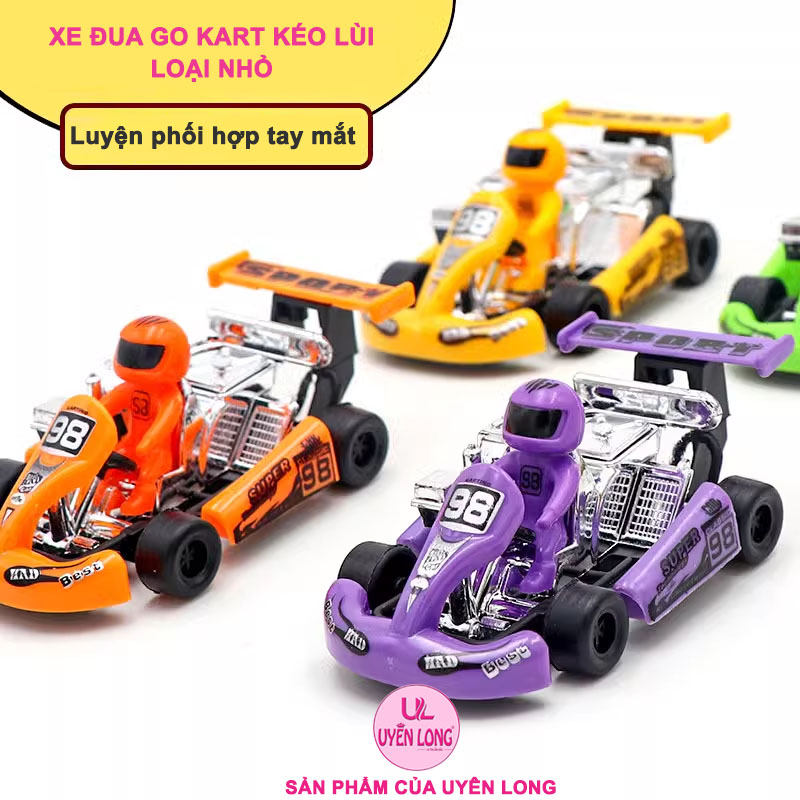 Xe Đua Go Kart Mini Kéo Lùi Chạy Cót Dành Cho Trẻ Em, Chống Rơi, Thân Thiện Môi Trường, Không Cần Pin, Hình Dáng Cổ Điển