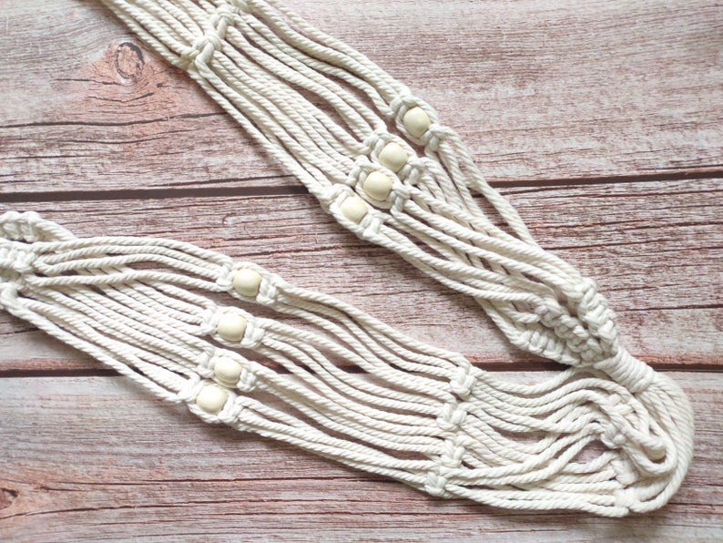 Dây treo Macrame handmade trang trí chậu cây cảnh 3 tầng . DT250321