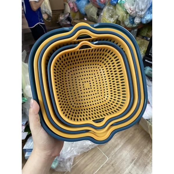 Bộ Rổ Nhựa Kèm Chậu 6 Món Cao Cấp