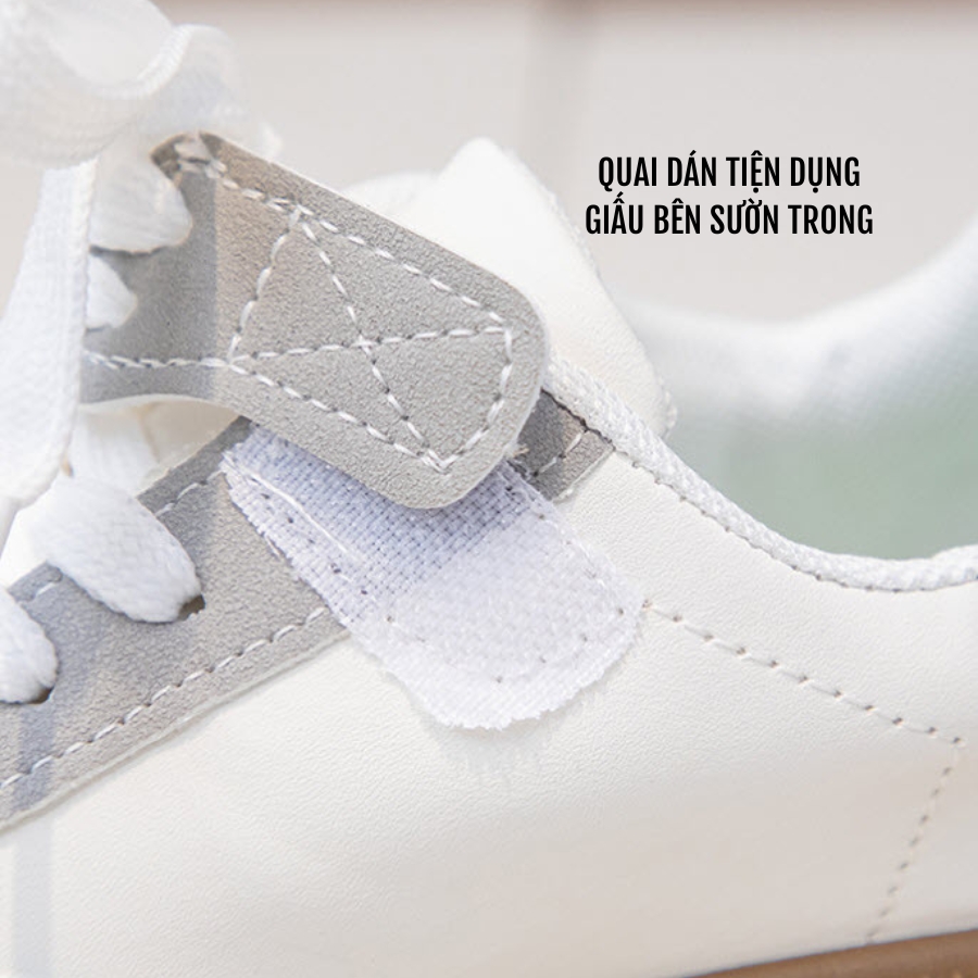 Giày bata thể thao học sinh tiểu trung học đi học, thể dục, chạy bộ dáng cột dây kết hợp quai dáng năng động cá tính NHÍM SHOP GN35