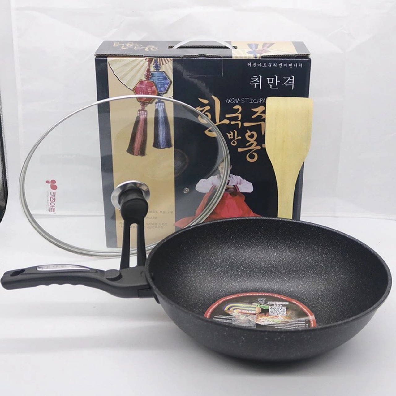 Chảo Chống Dính Siêu Bền Sâu Lòng Đá Coopia Hàn Quốc có nắp kính size 32cm/30cm (Tặng Thìa Gỗ ) - HÀNG CHÍNH HÃNG MINIIN