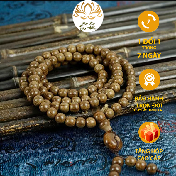 Vòng trầm hương 108 hạt, chuỗi tràng 108 hạt trầm hương chiêu tài hút lộc, xua đuổi tà khí