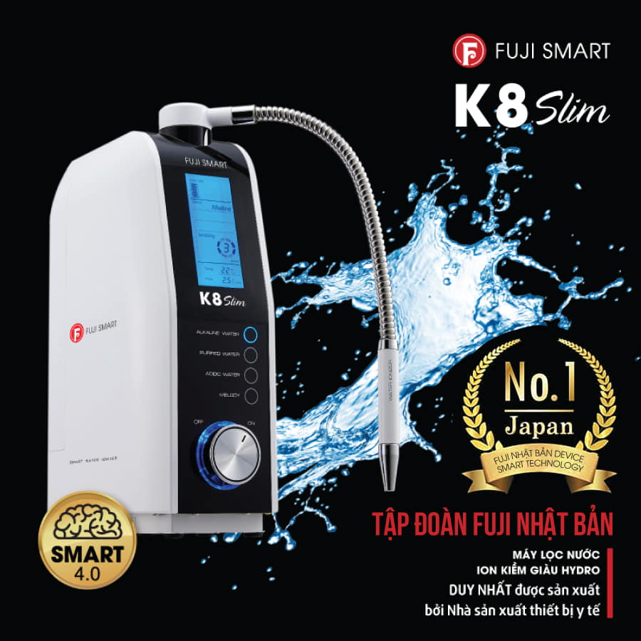 Máy Lọc Nước Ion Kiềm Fuji Smart K8 Slim - Hàng Chính Hãng