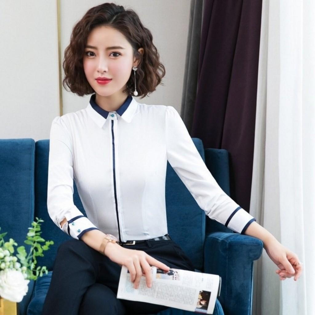Áo Sơ Mi Nữ Dài Tay Viền Nẹp Hai Tay 02 Thiết Kế Duyên Dáng, Sang Trọng