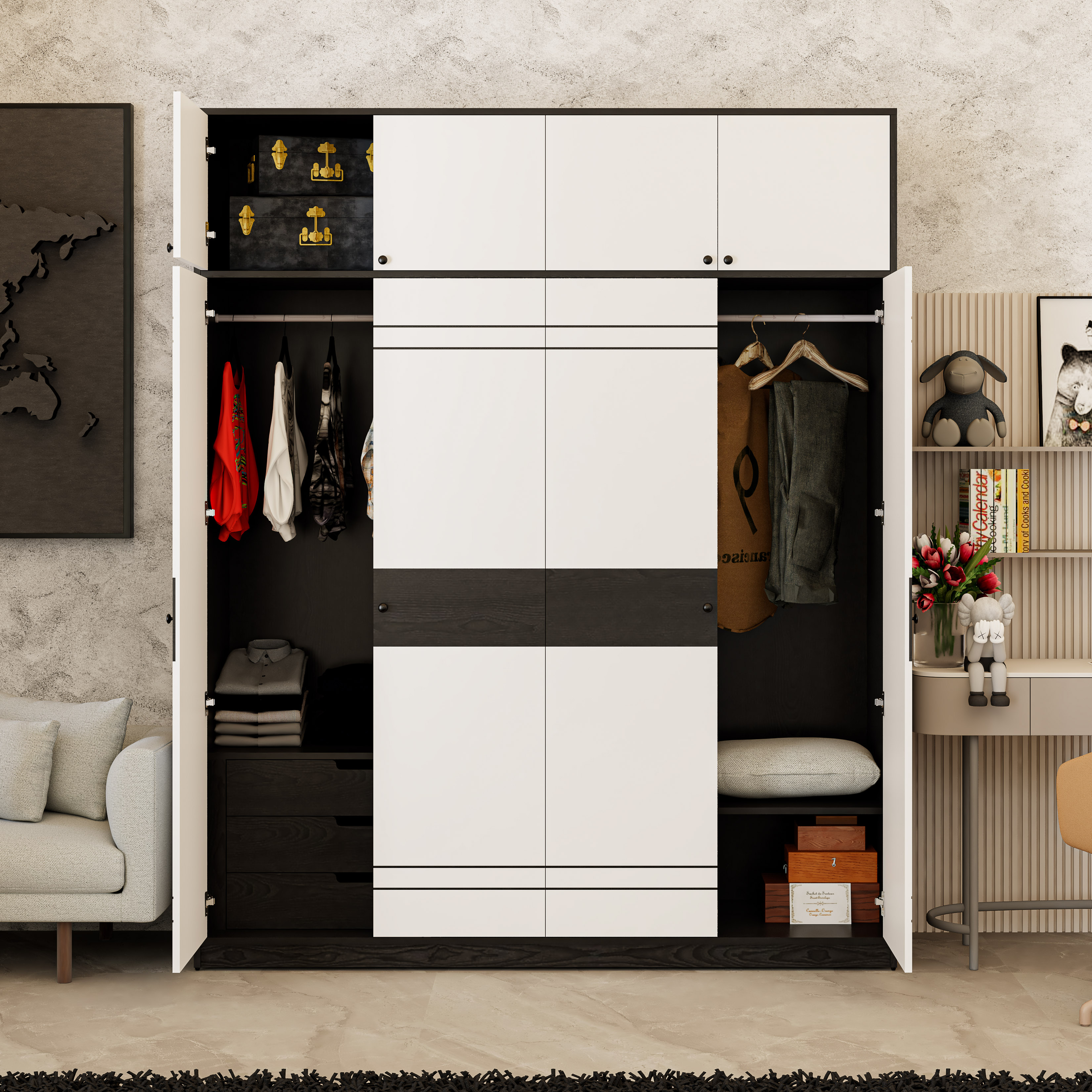 TAKO, Tủ quần áo 8 cửa mở , 180cm x 54cm x 220cm , TCM_141