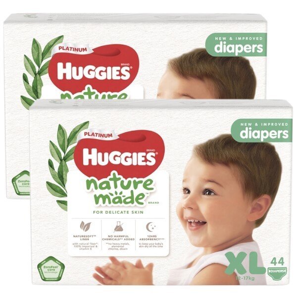 Tã/Bỉm dán siêu cao cấp Huggies Platinum Nature Made size XL44 (44 miếng)