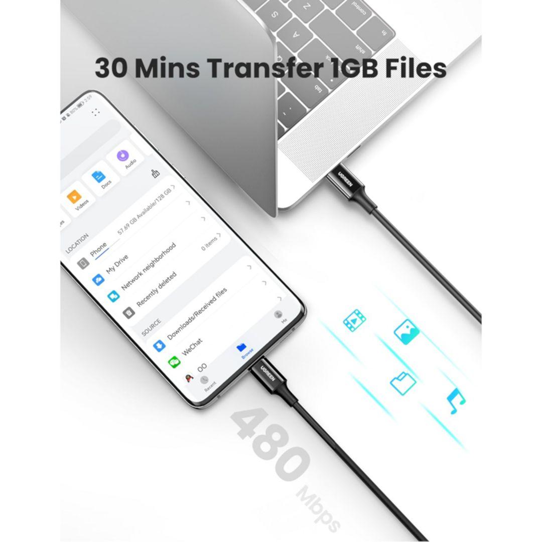 Ugreen UG30700US300TK 0.5M USB-C 2.0 100W 5A Cáp sạc nhanh , truyền dữ liệu 2 đầu Type-C - HÀNG CHÍNH HÃNG