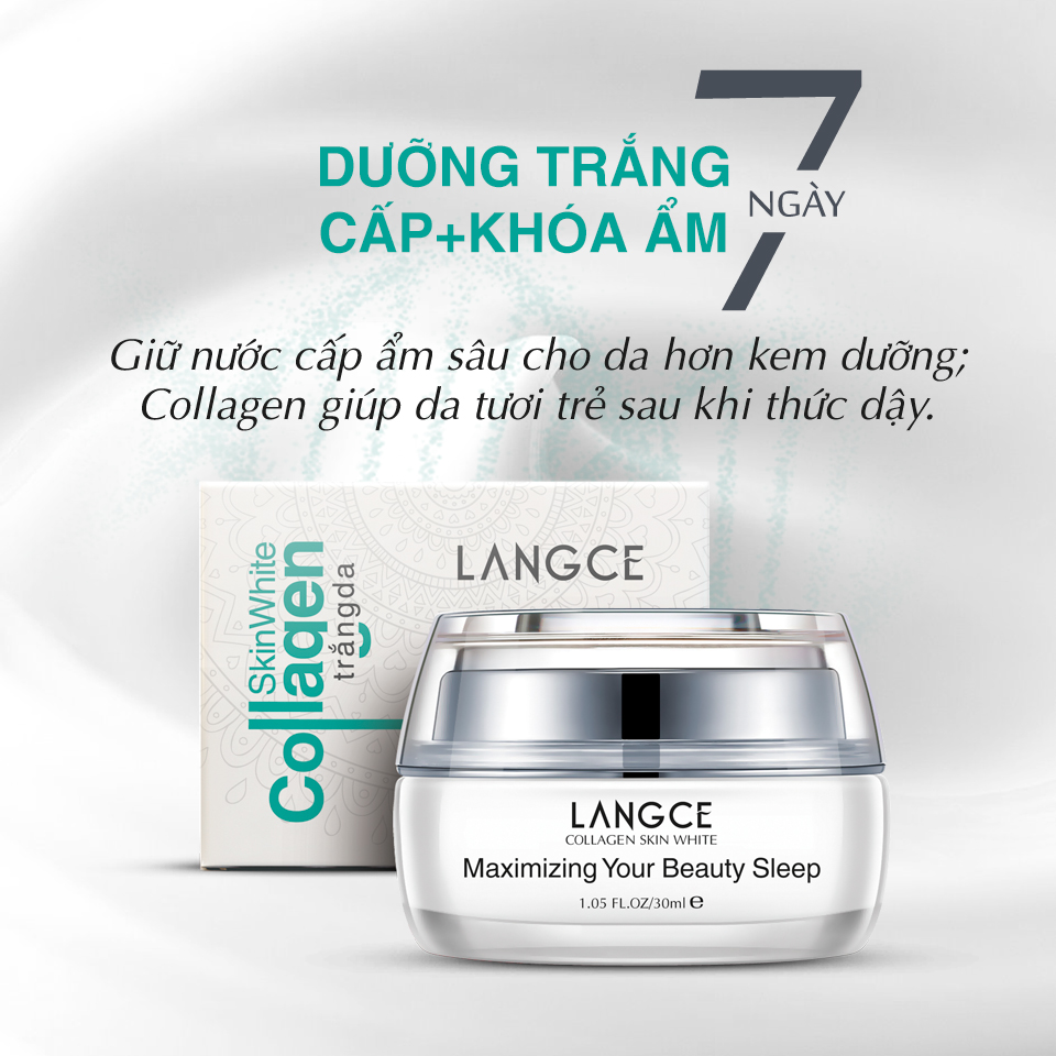 COLLAGEN TRẮNG DA  BEAUTY SLEEP 7 NGÀY CẤP + KHÓA ẨM 30ml LANGCE