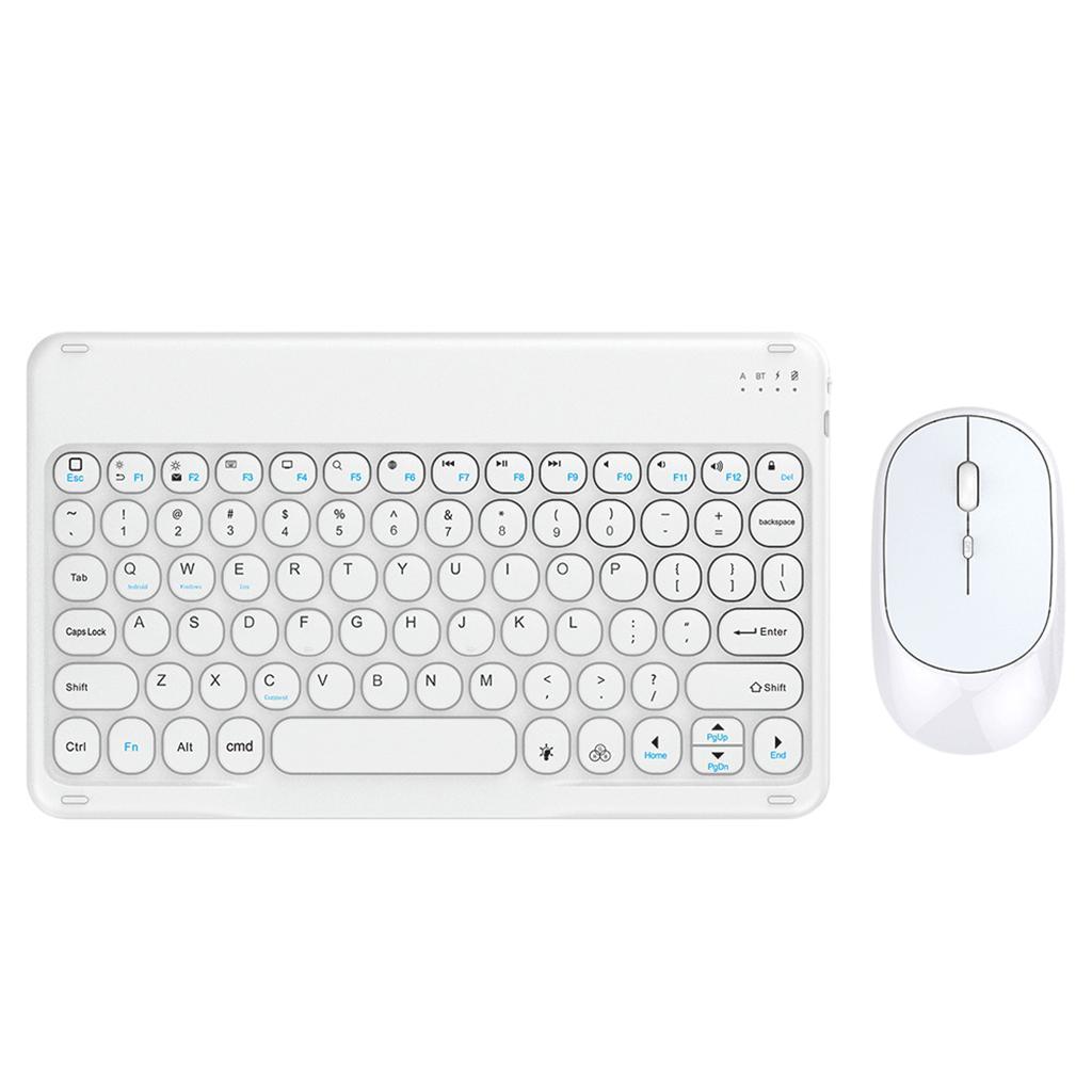 Bluetooth Wireless Keyboard Mouse Combo Cordless Rechargeable White
