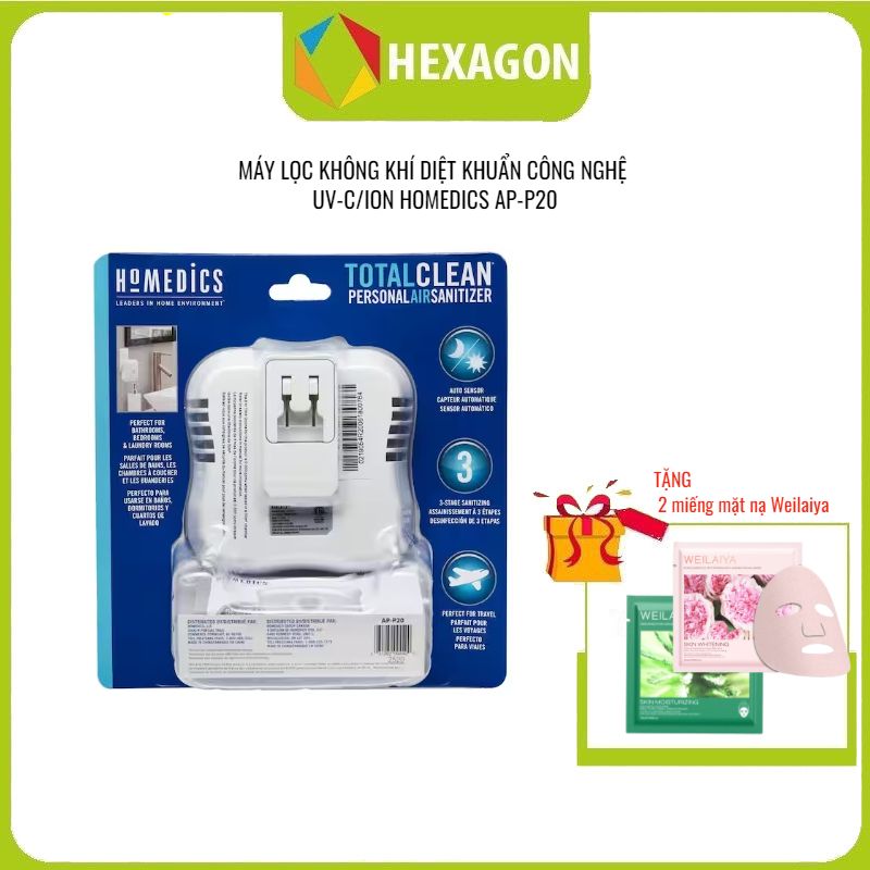 Máy lọc không khí UV, điện áp 100-240v/60hz, Model: AP-P20,Thương Hiệu: Homedics-hàng nhập khẩu