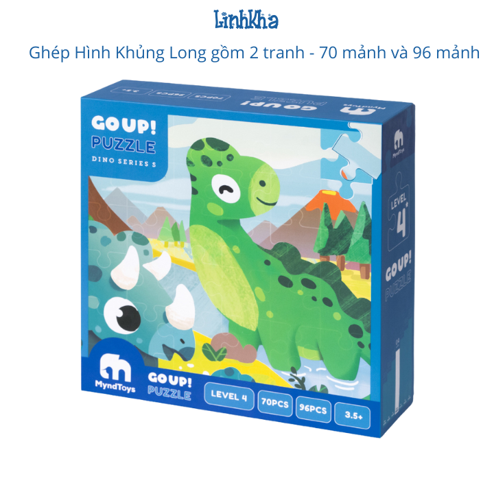 Ghép Hình Puzzle MyndToys Khủng Long Dino Series S (xanh) - Cấp Độ 4+ Cho Bé từ 3,5 Tuổi