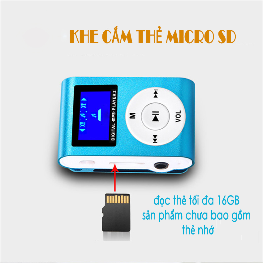 Máy Nghe Nhạc Mp3 MINI có màn hình kẹp gắn quần áo