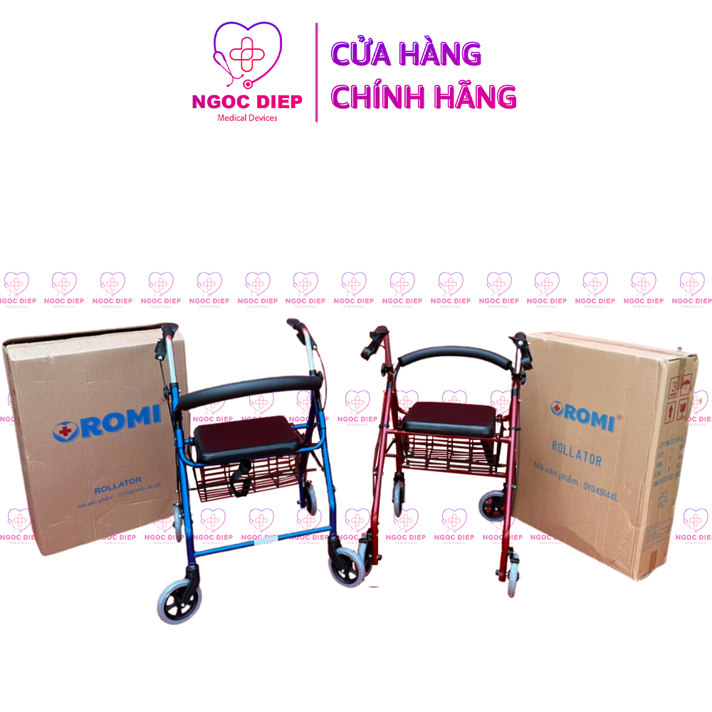 Khung tập đi có giỏ đựng đồ OROMI DY049144L - Xe tập đi cho người già có ghế ngồi