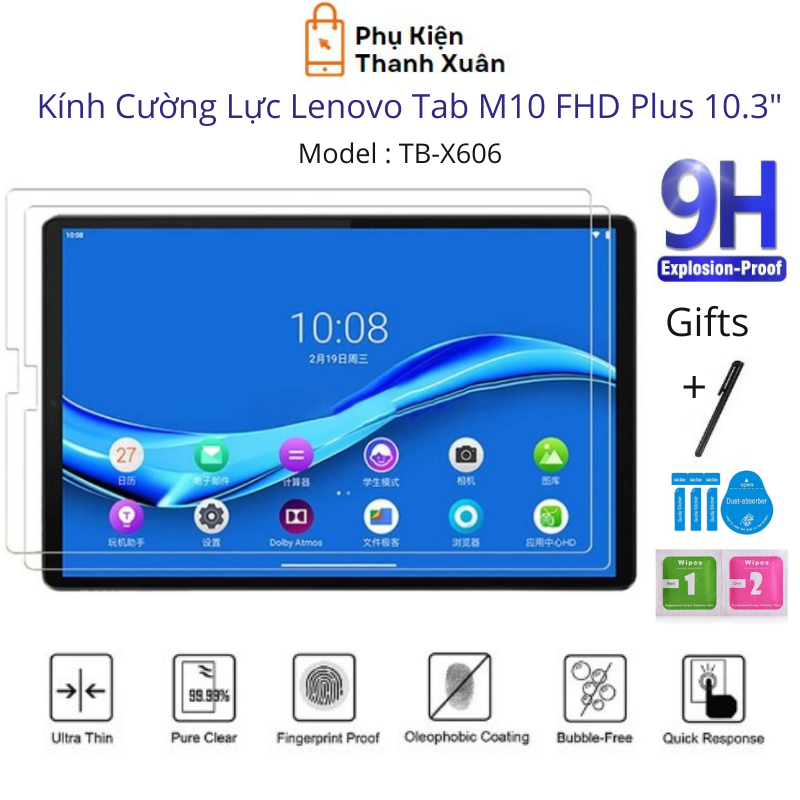 Kính cường lực dành cho Lenovo Tab M10 FHD Plus Tb-X606 - Độ cứng 9H, dày 0.3mm