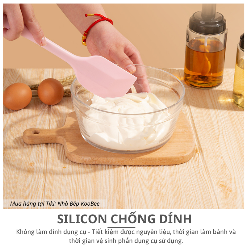 Phới trộn bột spatula silicon chịu nhiệt, đúc liền dùng để đánh bột, vét kem, đảo lật thức ăn KooBee (PKB03)