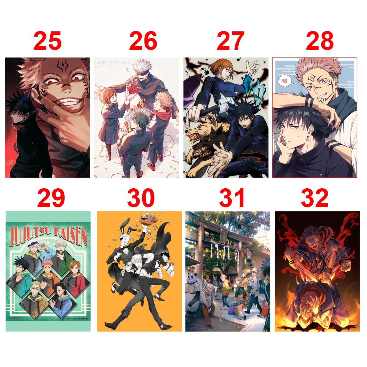 Tranh ảnh poster JuJutsu kaisen 6 tấm khác nhau