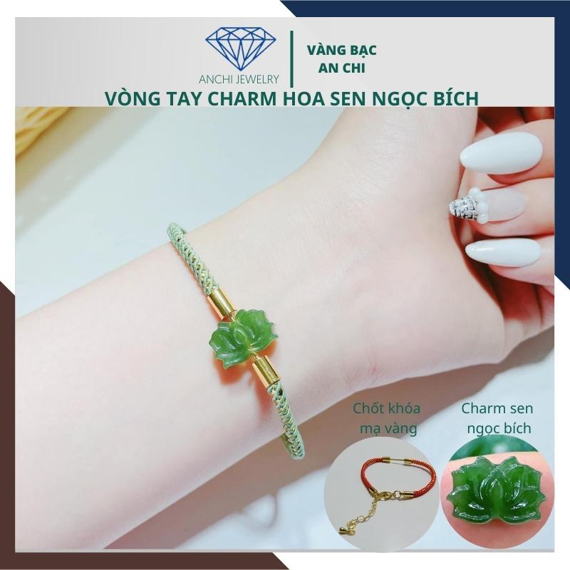 Vòng tay charm hoa sen màu xanh ngọc Anchi jewelry