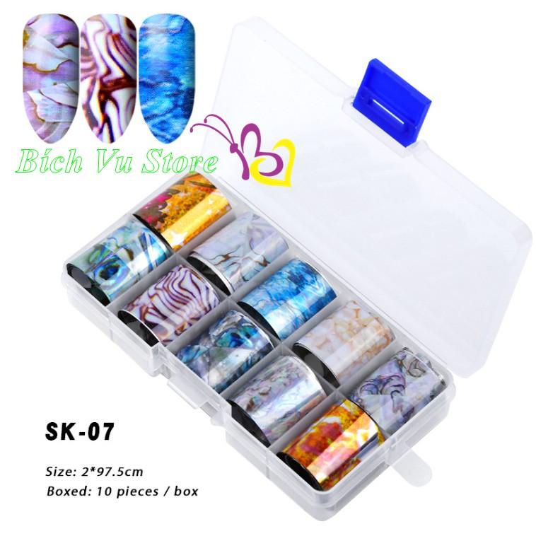 Sét 10 kiểu foil dán móng (size 20*3cm/cuộn)