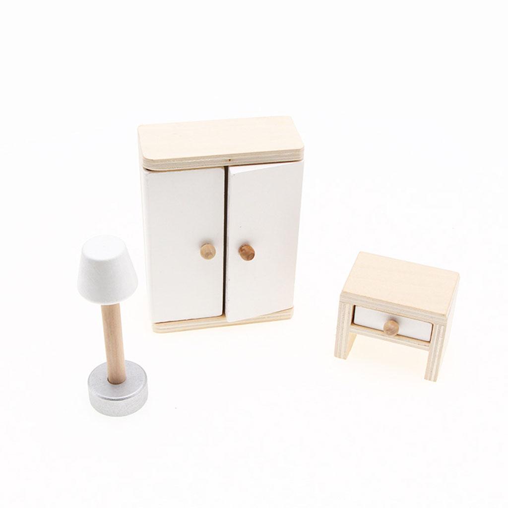 1/12 Doll House Bedroom Set Wardrobe Miniature Furniture Household Closet