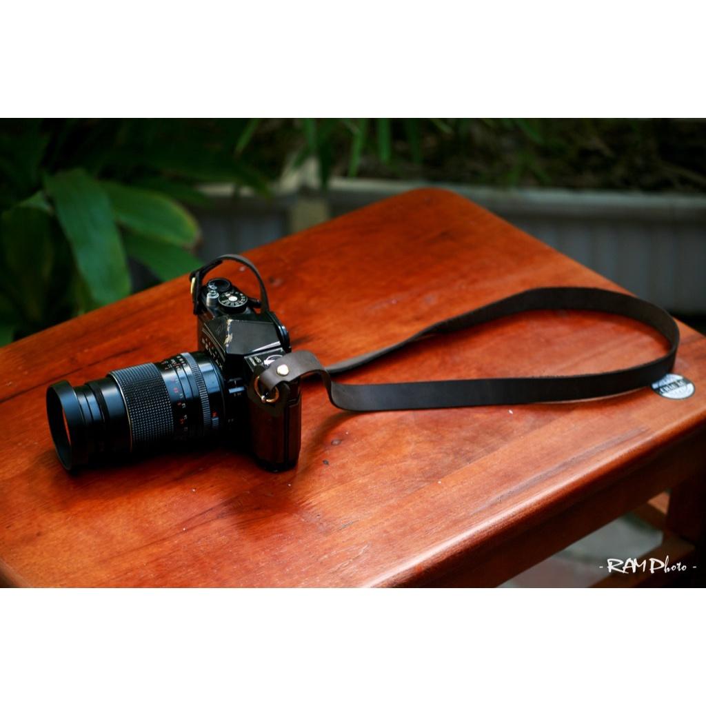 Dây máy ảnh da bò thật handmade bền chắc cực đẹp nâu đất RAM Leather a22 nâu đất RAM Leather