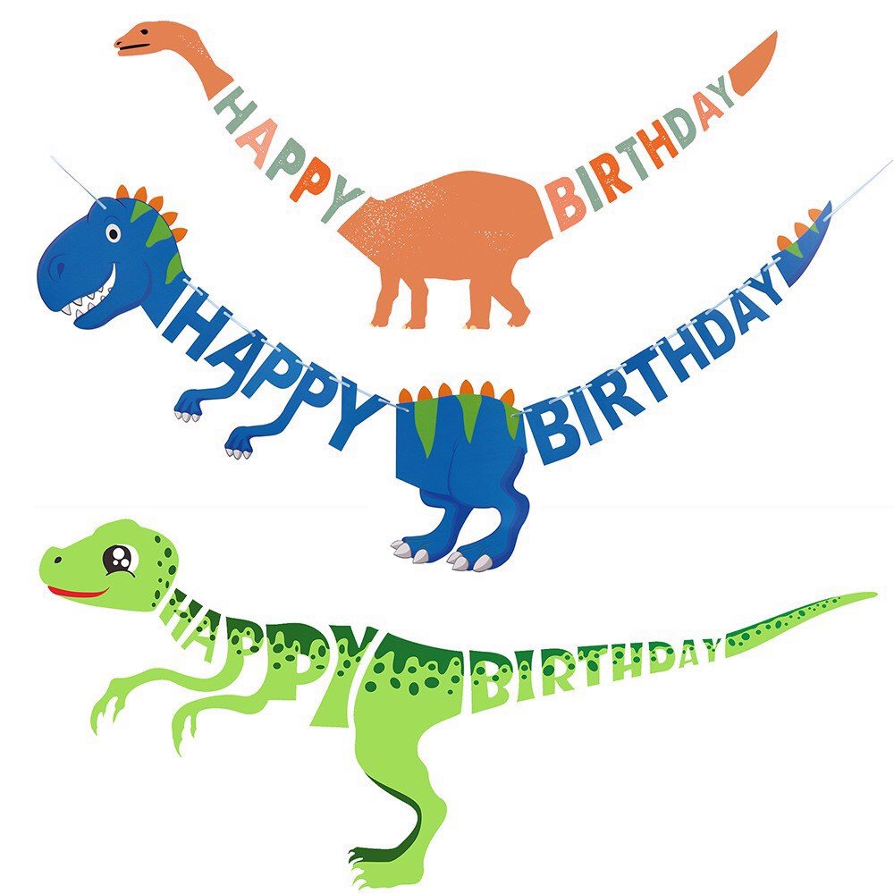 Dây cờ sinh nhật khủng long Dinosaur birthday banner Tnoi79