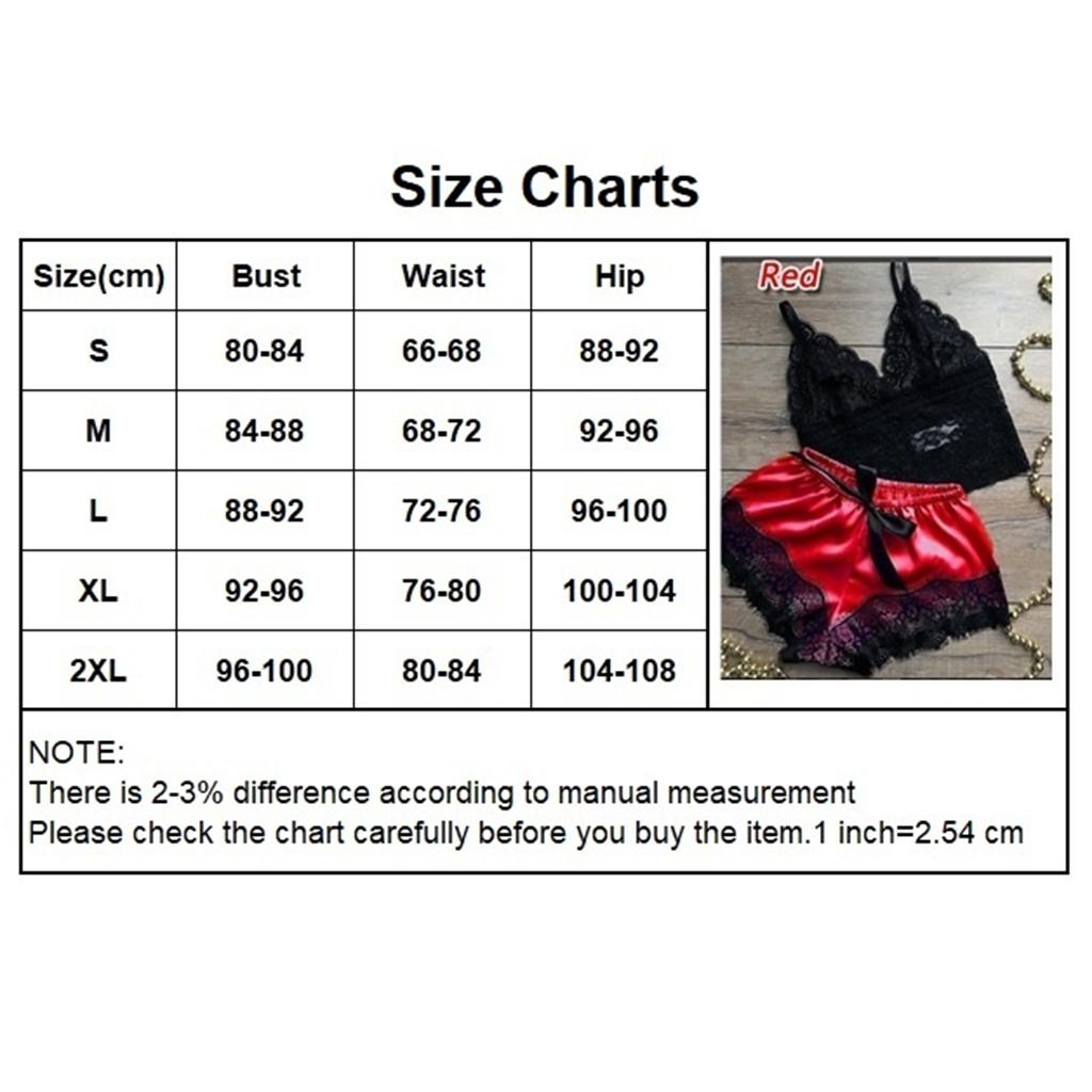 Women Sexy Lace Vest Crop Tops Panty Lingerie Sleepwear Red S