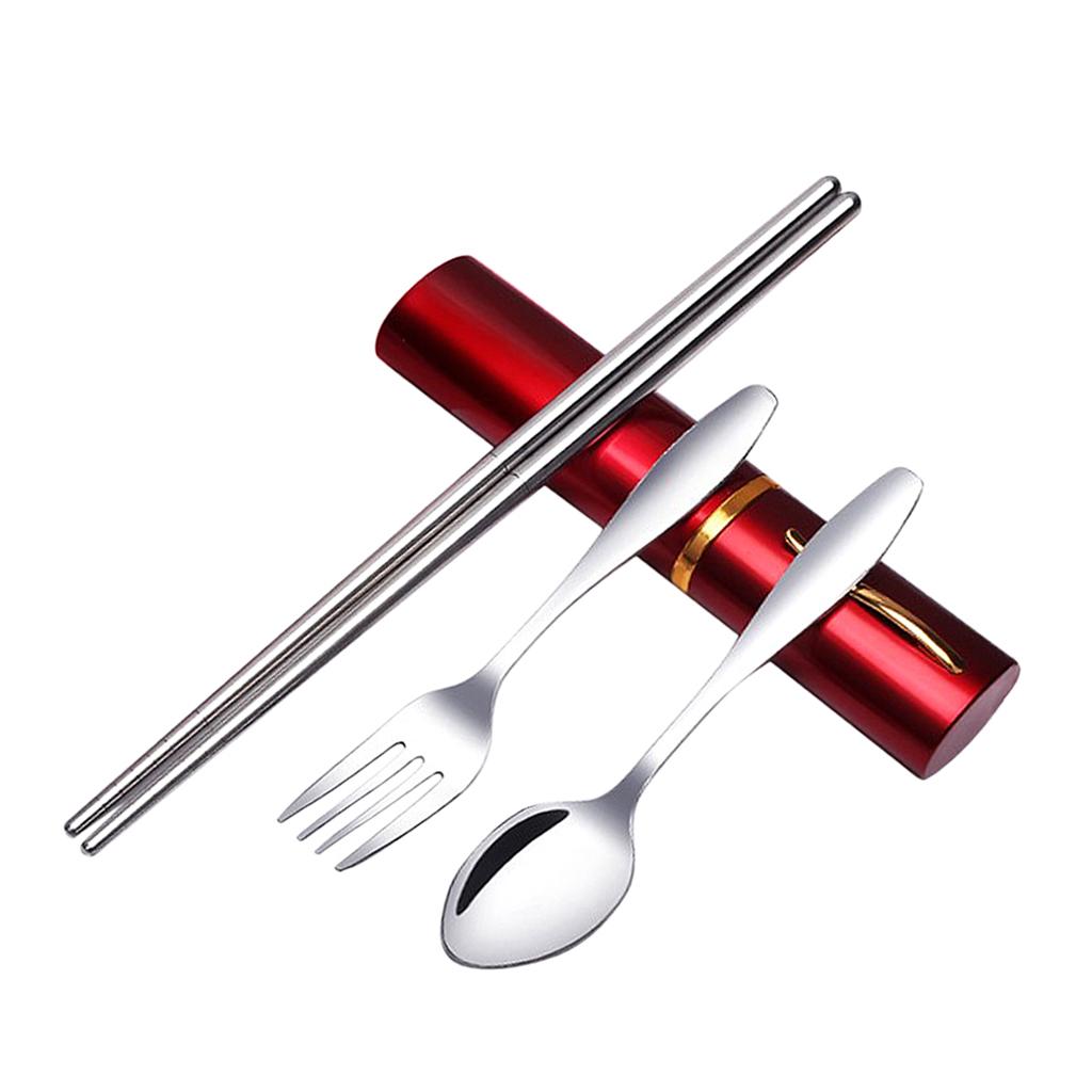 Tableware Stainless Steel Travel Portable Chopsticks, Forks Spoons