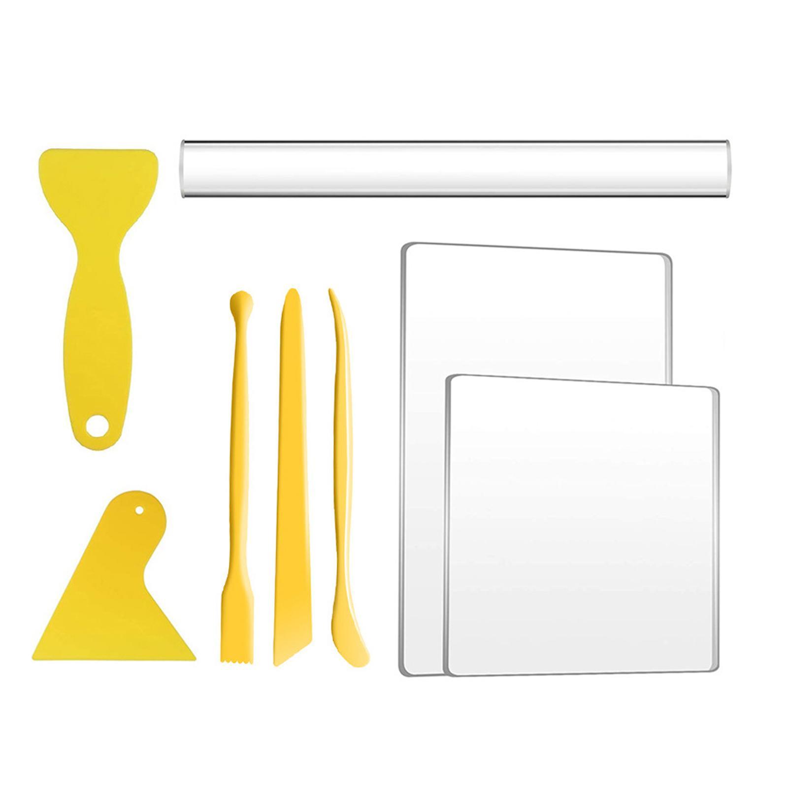 8x Polymer Clay Tools Pottery Clay Sculpting Tools Acrylic Clay Roller and Acrylic Sheet Clay Backing Board Modeling Clay Tools for Ceramics
