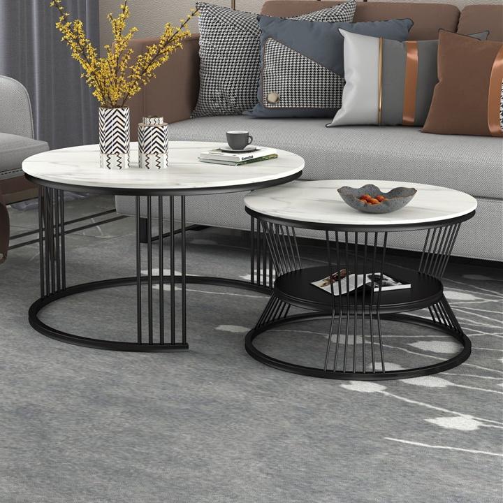 Bàn trà sofa mặt đá vân mây phòng khách cao cấp, bàn tiếp khách sofa hiện đại - bảo hành 12 tháng