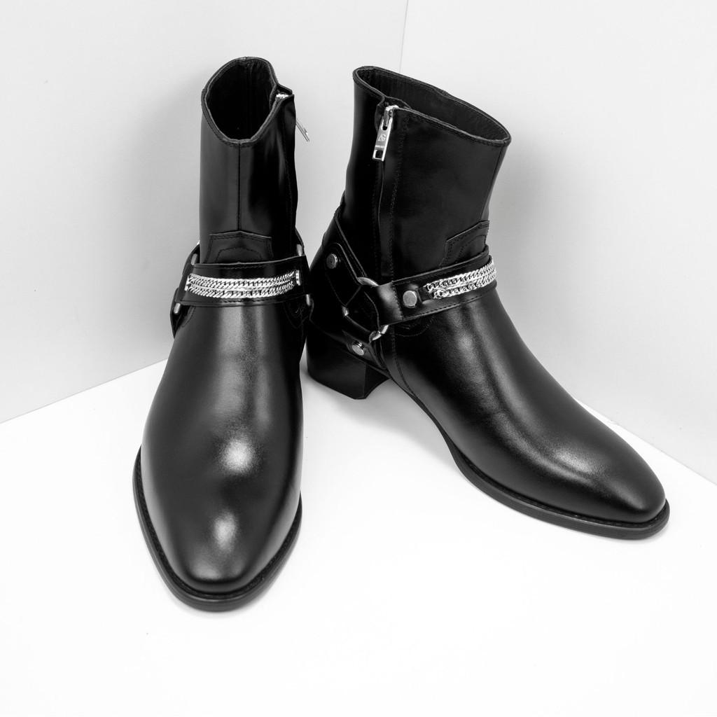 Giày Harness boots da bò cao cấp nhập khẩu handmade August shoes HN21B gót 5cm