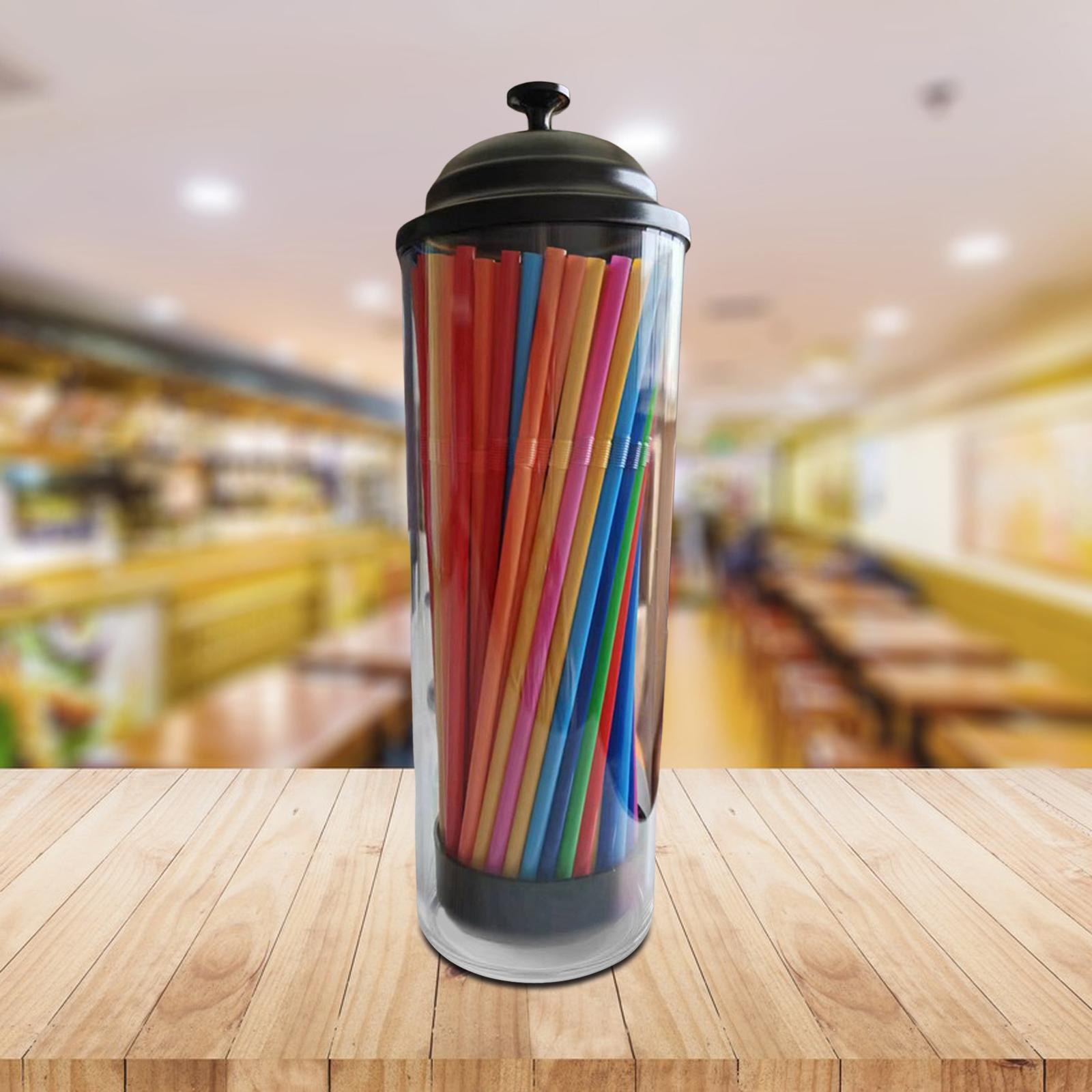 Drinking Straw Container, Straw Dispenser Holder, Transparent Drinking Straw Dispenser Drinking Straw Holder for Bar, Dining Room, Kitchen