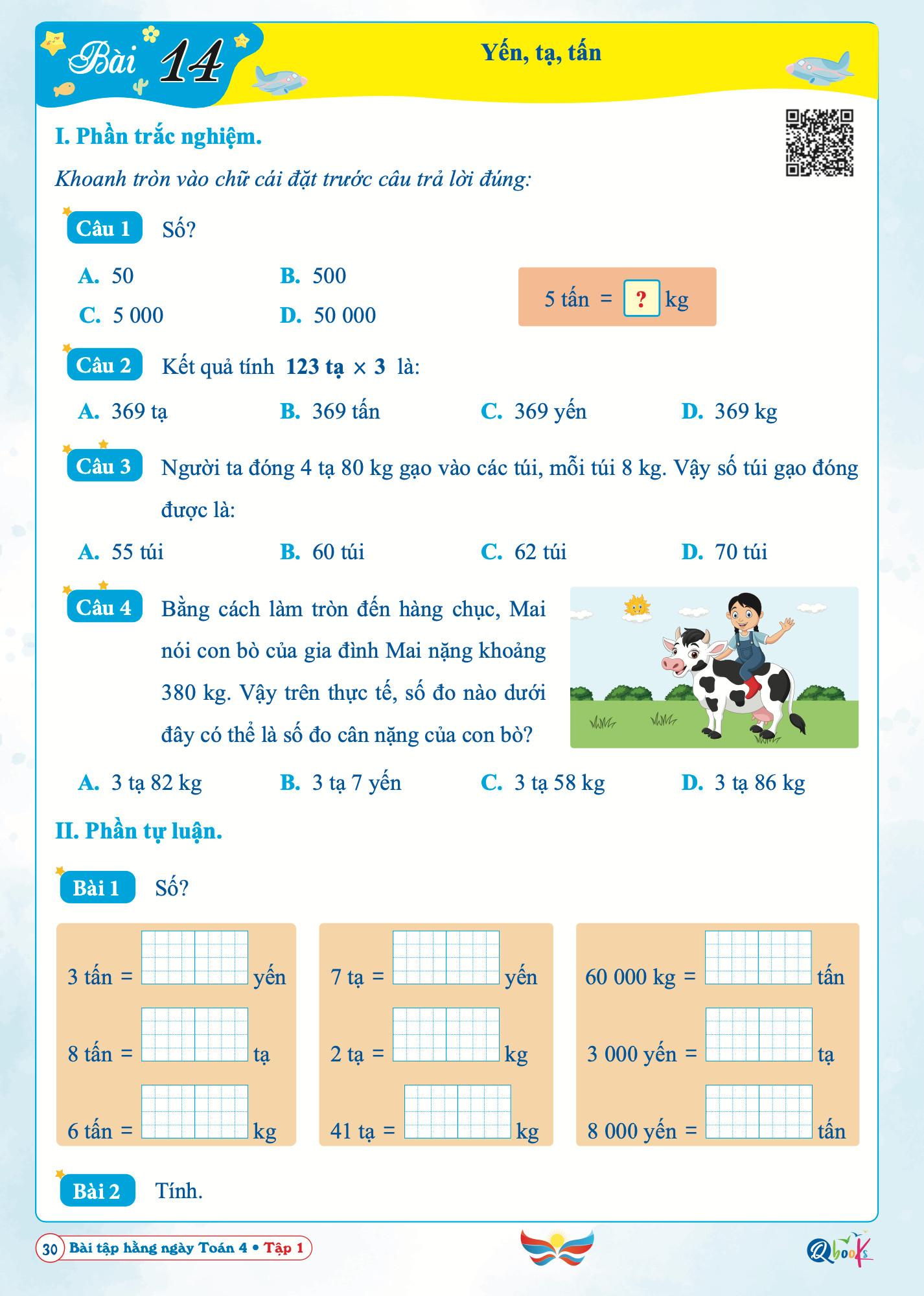 Sách Bài Tập Hằng Ngày Toán 4 - Tập 1 - Cánh Diều