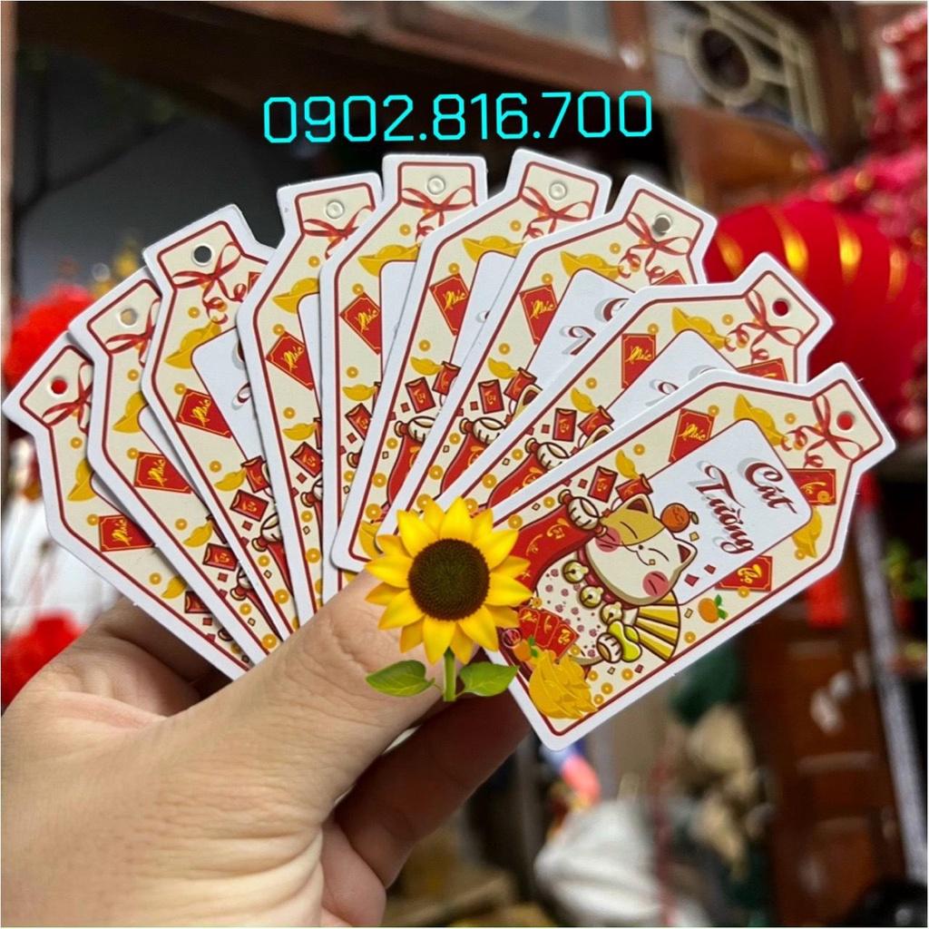 Set 5 Liễng hình lân in 2 mặt in đủ chữ treo cây mai đào tắc phụ kiện trang trí Decor TẾT năm mới