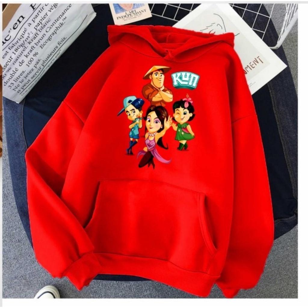 áo hoodie kun cho bé trai bé gái 1/2/3/5/7 TUỔI màu đỏ chất đẹp
