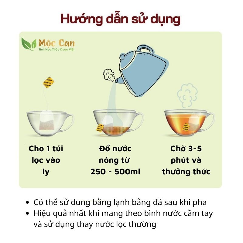 Trà giảo cổ lam mộc can túi lọc Mộc Can ổn định huyết áp, giảm mỡ máu hỗ trợ ngăn ngừa xơ vữa mạch máu gói 25 túi 