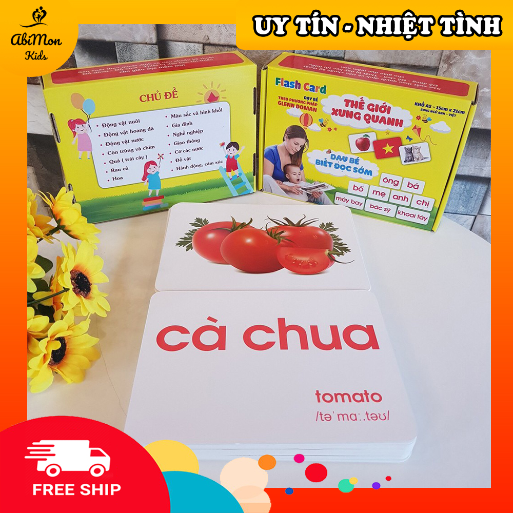 Bộ Thẻ Flashcards khổ A5 (size to nhất) - Học Tiếng Anh Cho Bé ||  || Đồ chơi Gỗ - Giáo dục - An toàn - Thông minh