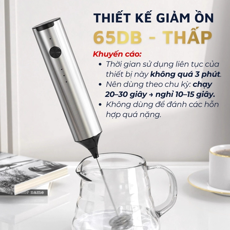 Máy đánh bọt cafe cầm tay DandiHome có giá treo, sạc điện, 10w, hàng chính hãng bảo hành 12 tháng