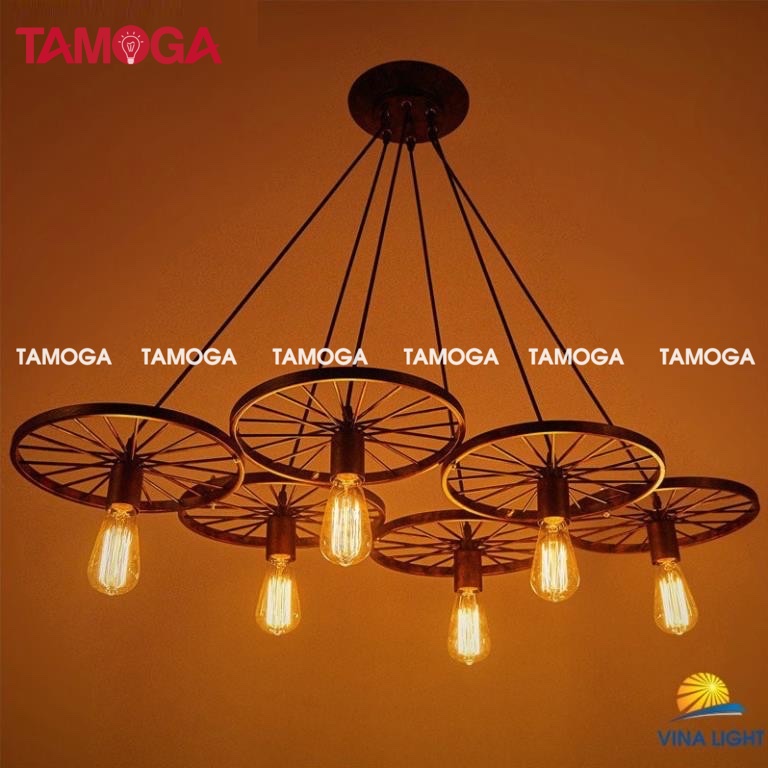 Đèn thả trần bánh xe bộ 3 TAMOGA WAKIXI 7089/3 + Kèm bóng Edison