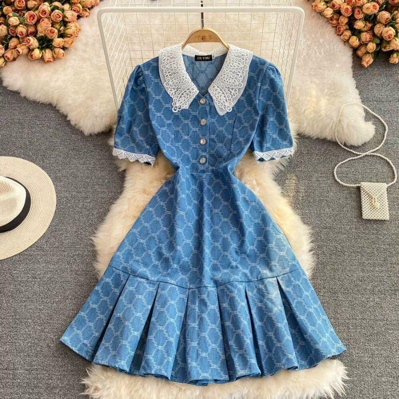 ĐẦM JEAN CỔ REN CAO CẤP