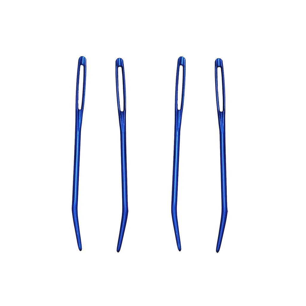 4 Pieces Aluminium Large-eye Bent Tip Tapestry Darning Needle DIY Knitting Craft