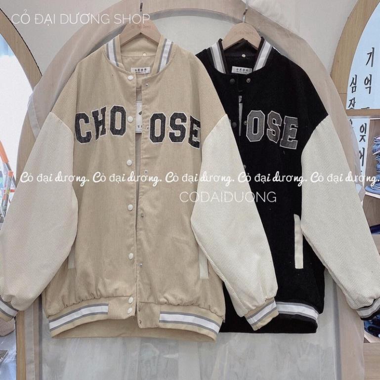 Áo Khoác Bomber Nhung CHOOSE Chất Dày Đẹp 1 Lớp