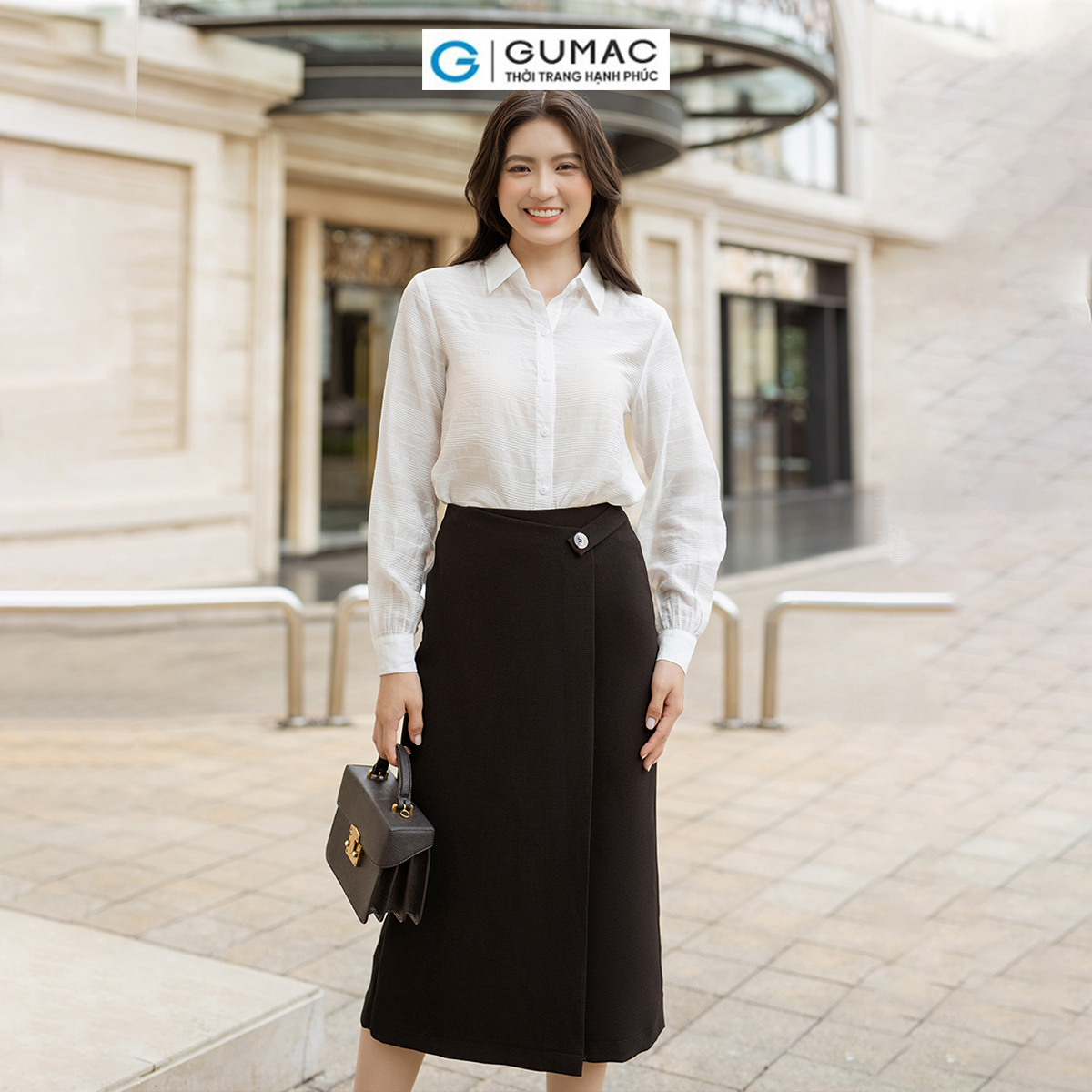 Áo sơ mi nữ tay dài tơ sọc mềm mát thời trang GUMAC AD06018
