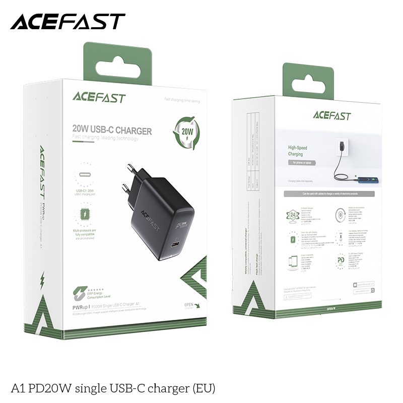 Sạc Acefast PD3.0 20W 1 cổng USB-C (EU) - A1 Hàng chính hãng Acefast