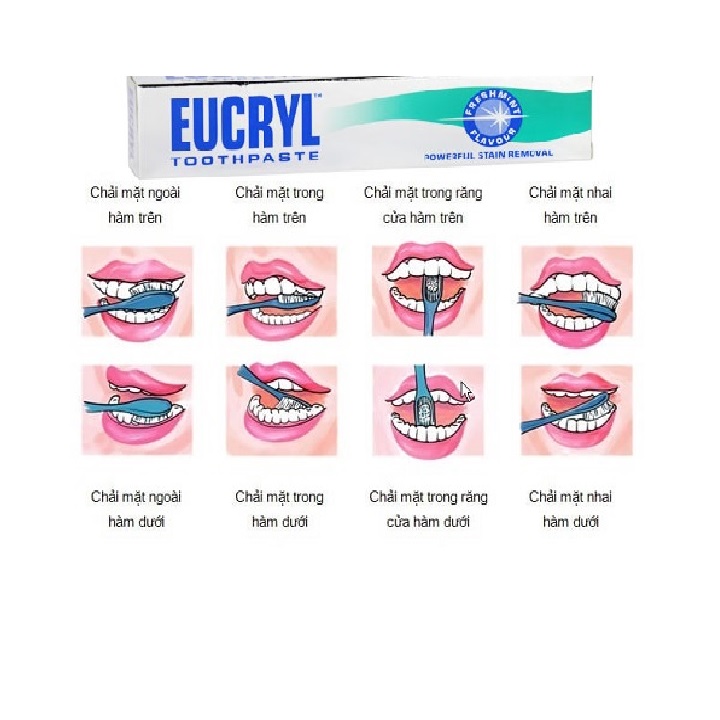 Kem Đánh Răng Trắng Răng Eucryl Tooth Paste - 2 Tuýt x 62g Nhập Khẩu Anh