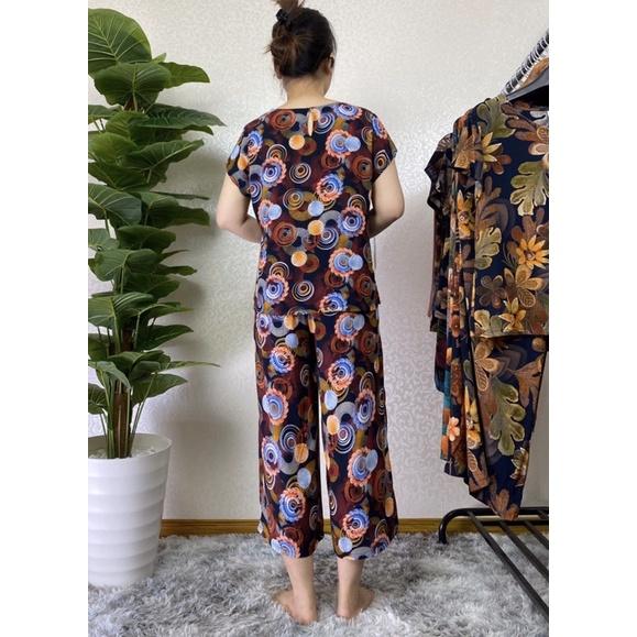 Bộ mặc nhà trung niên, lanh nhung lửng cao cấp