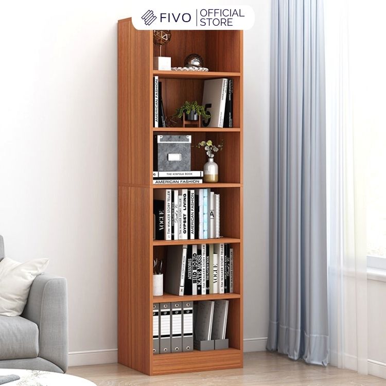 Kệ Để Sách Gỗ MDF FIVO FB70 (40 x 24 x 179cm) Đa Tầng Tiết Kiệm Không Gian (Có Tấm Lưng Phía Sau) - Hàng Chính Hãng