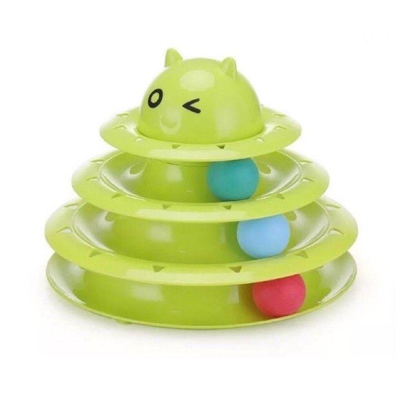 Đồ chơi cho Mèo - tháp banh/bóng 3 tầng xả stress cho mèo tự chơi