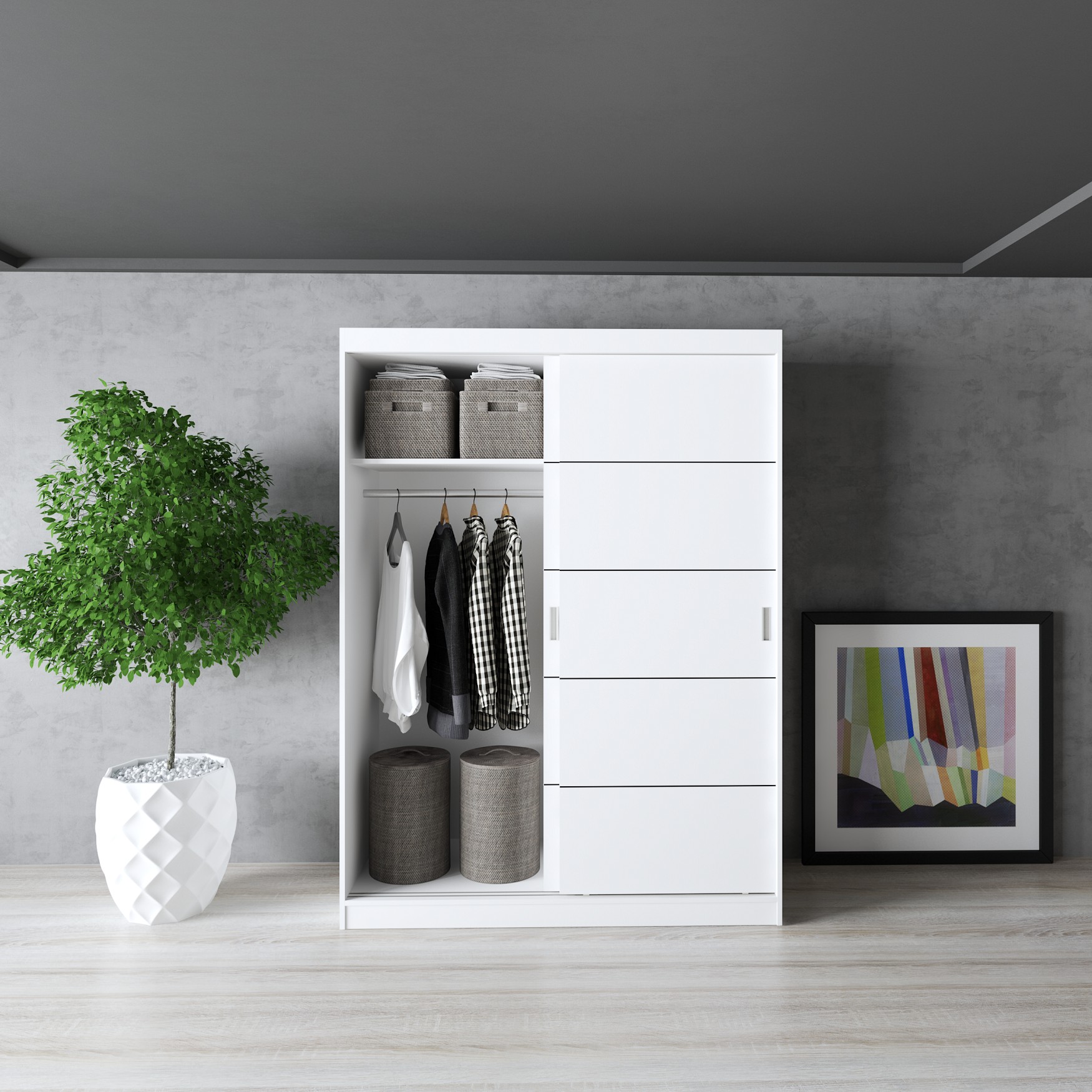 RUNI, Tủ treo quần áo - 1m5 x 2m, 150cm x 60cm x 203cm , TCL_004