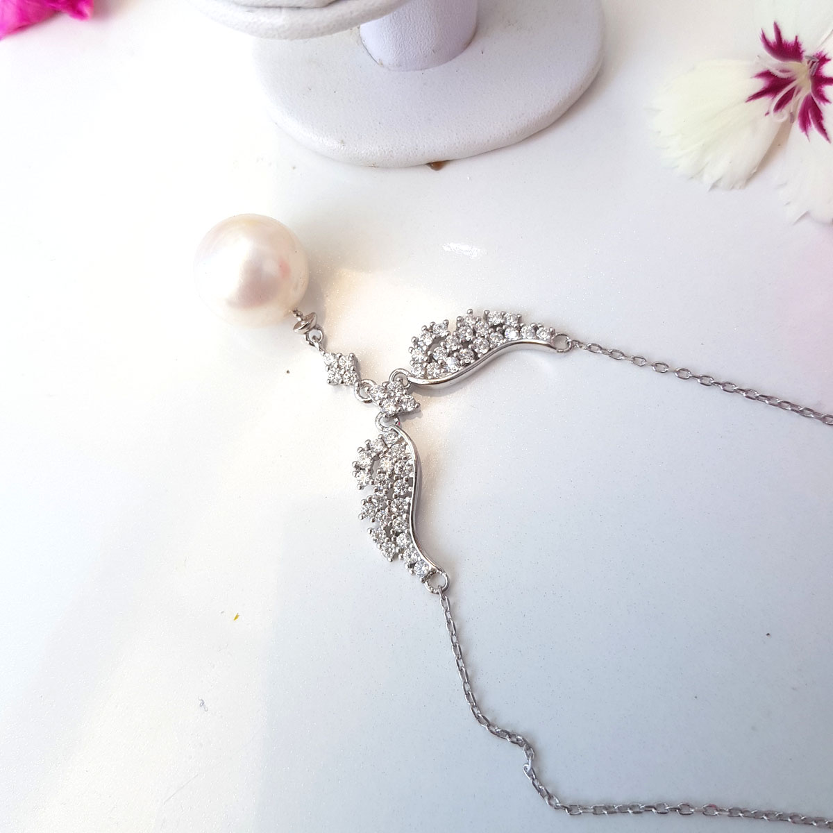 Dây Chuyền Mặt Ngọc Trai Cao Cấp - Đôi Cánh Thiên Thần- Trang Sức Cô Tấm - ANGEL WINGS PEARL - Bạc S925 Nạm Zirco - COTAM0506 + Tặng Kèm Phụ Kiện Bảo Dưỡng