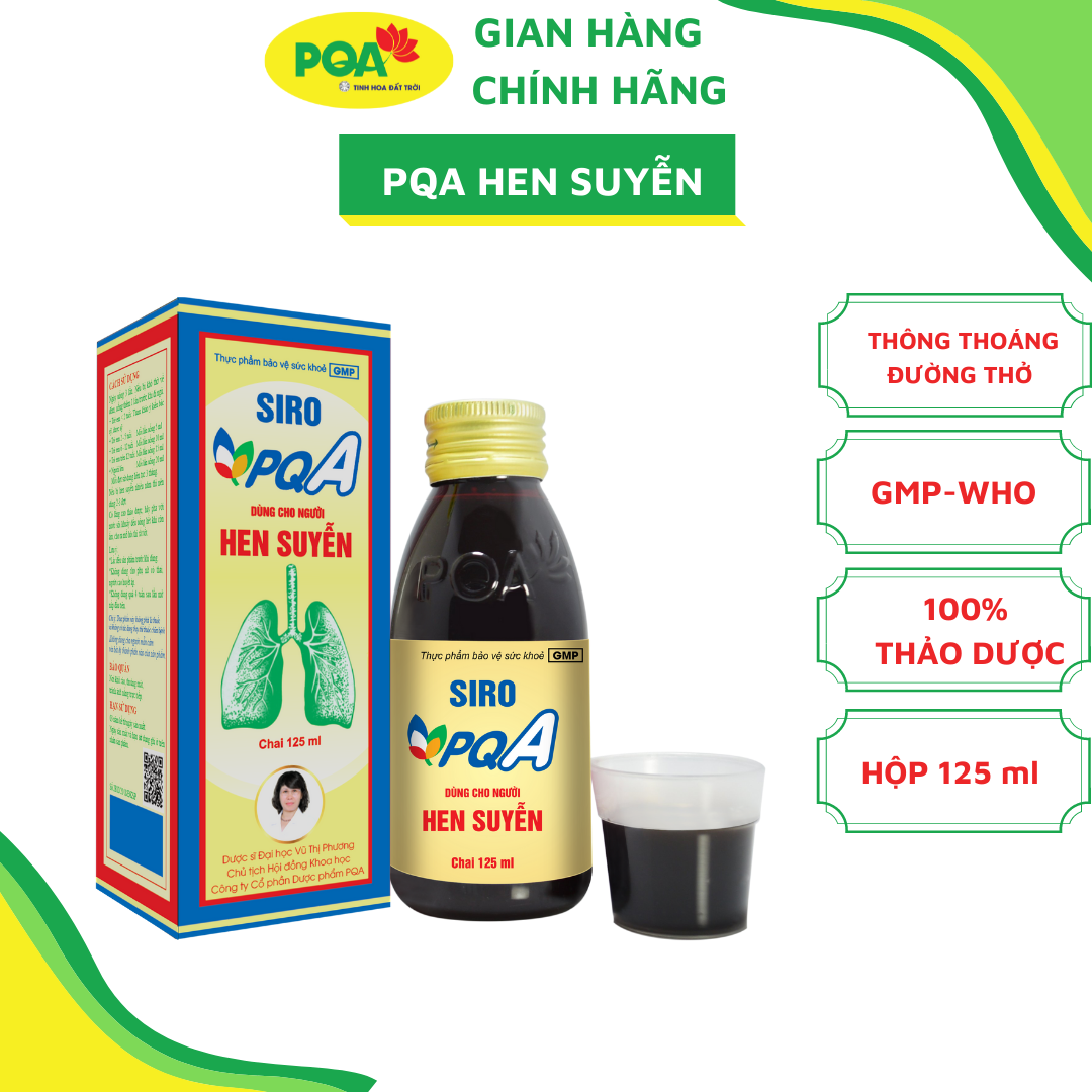 Siro Hen Suyễn PQA Giúp Giải Hàn, Hóa Thấp, Thông Phế, Bình Suyễn Và Hỗ Trợ Thông Thoáng Đường Thở Hộp 125ml